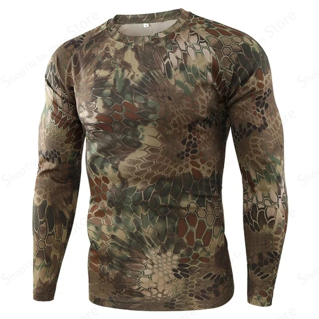 Outdoor Hunting Prints - Kaos Lengan Panjang Motif Kamuflase Pria,