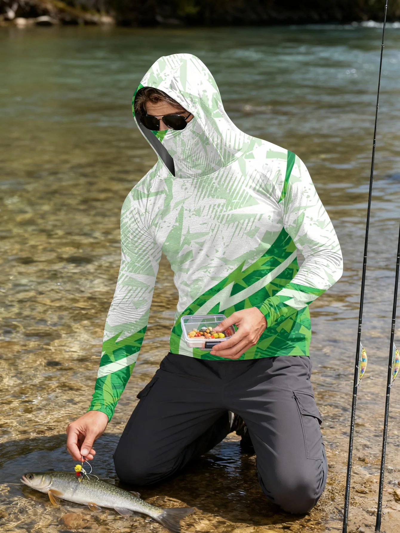 Kemeja Pancing Pria dengan Tud - Outdoor Hunting Prints ulasan dan harga