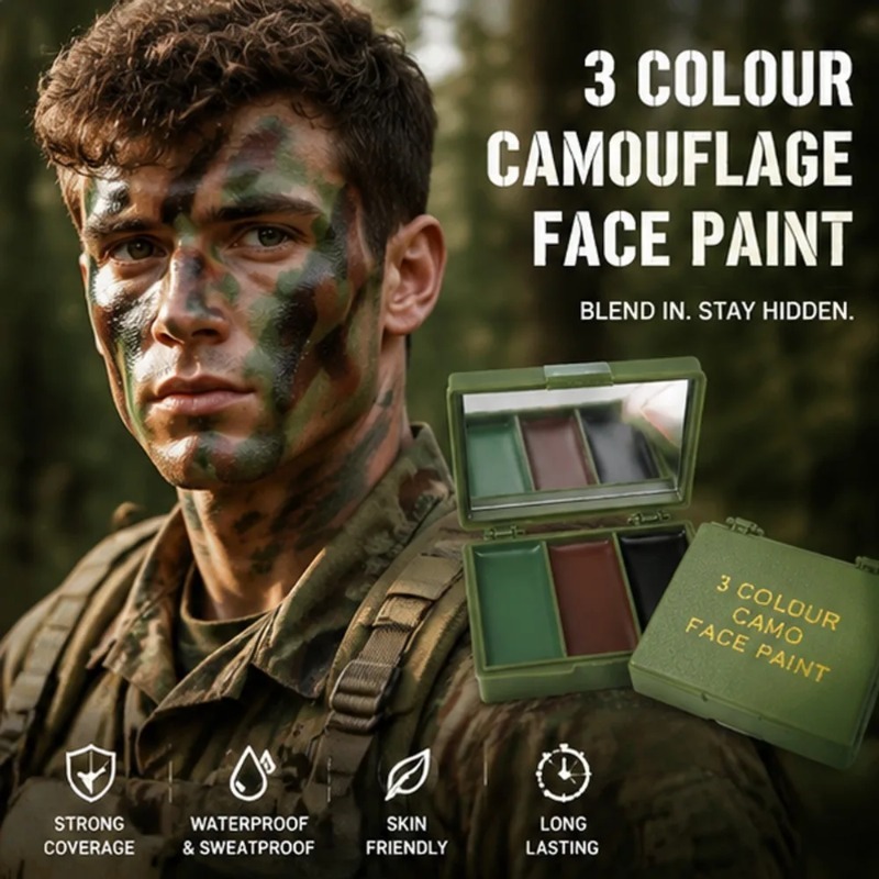 3 Warna Kamuflase Lukisan Waja - Camo Face Paint ulasan dan harga